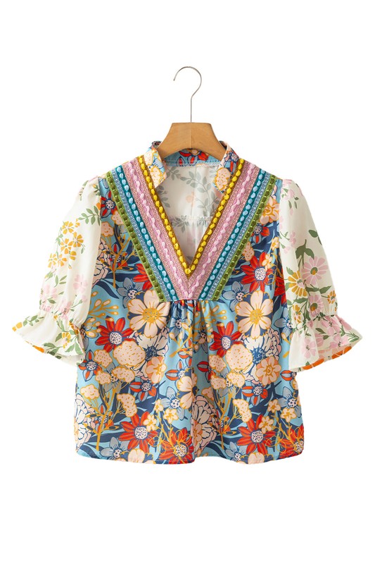 Ephirix™ Multicolor V Neck Half Sleeve Floral Shirt