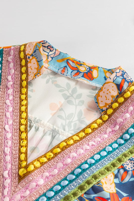 Ephirix™ Multicolor V Neck Half Sleeve Floral Shirt