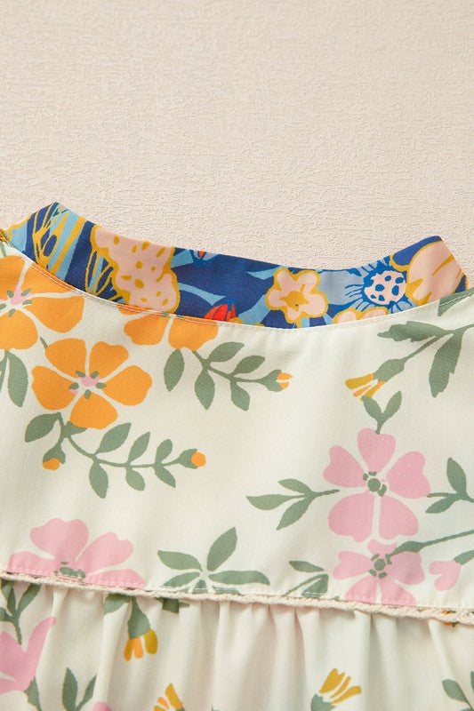 Ephirix™ Multicolor V Neck Half Sleeve Floral Shirt