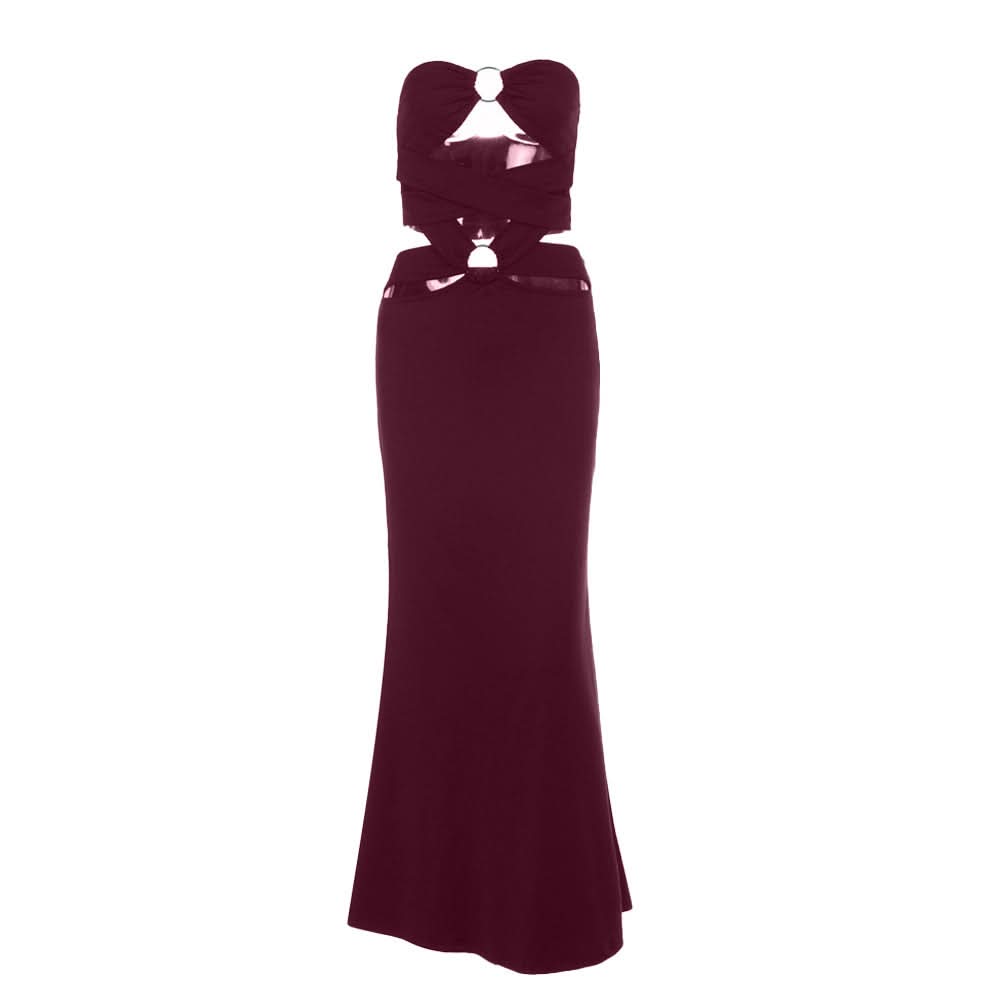 Ephirix™ Hollow out o ring backless tube cut out maxi dress