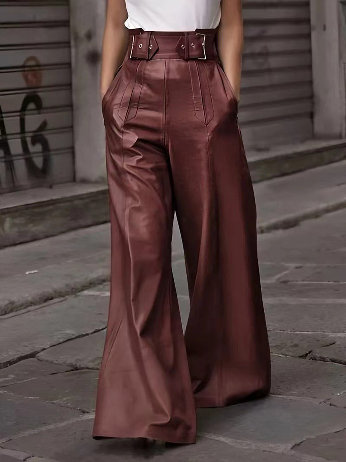 Ephirix™ Half Elastic Waist Wide Leg Pants
