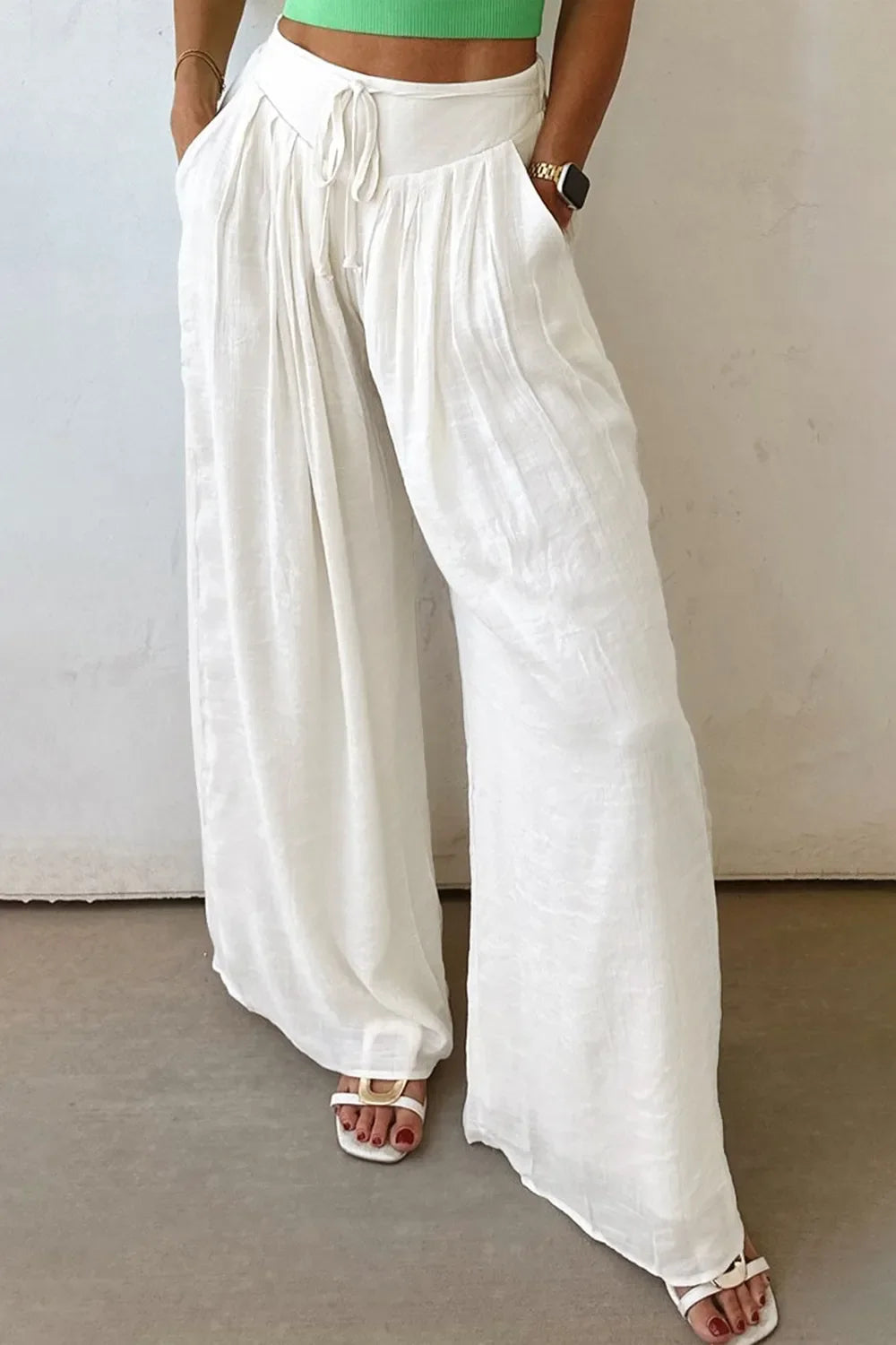 Ephirix™ Flowy Wide Leg Pants with Drawstring Waist