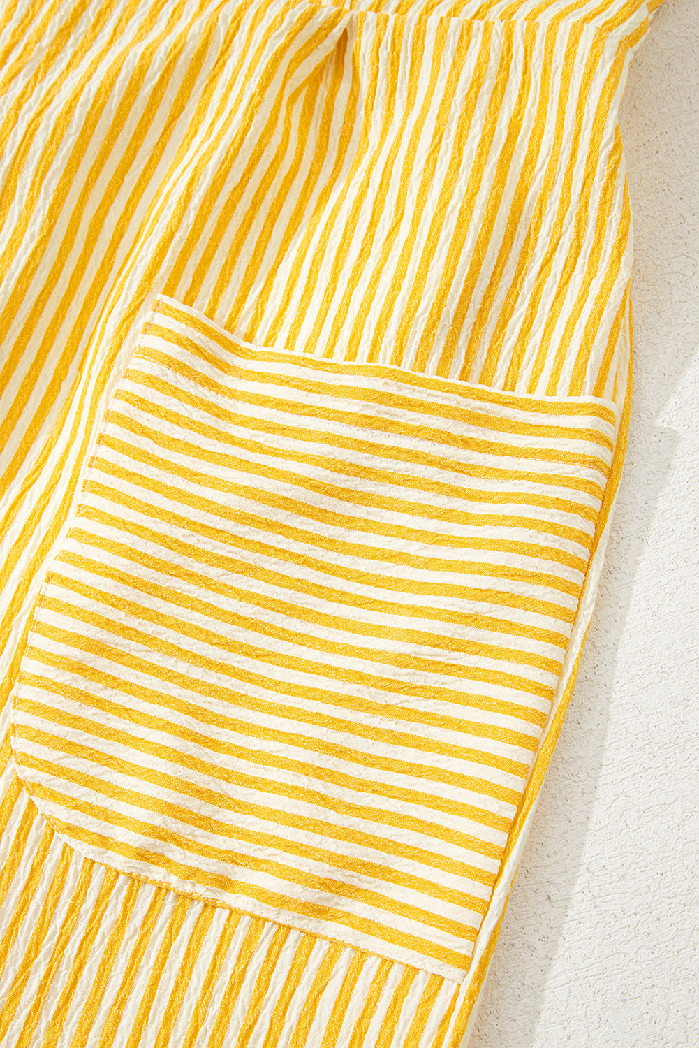 Ephirix™ Stripe Shoulder Tie Smocked Back Wide Leg Casual Romper