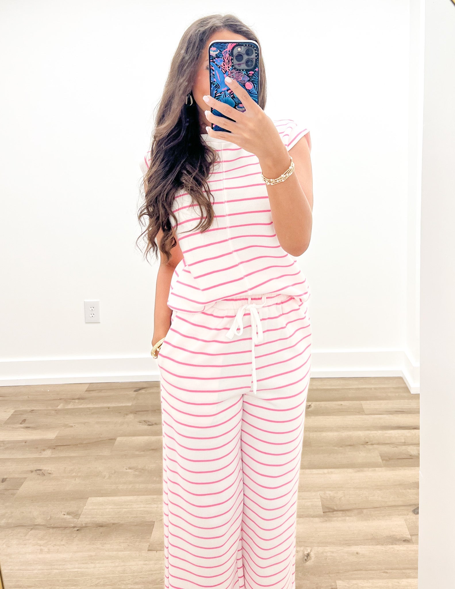 Ephirix™ Striped Top and Pants Set in Rose