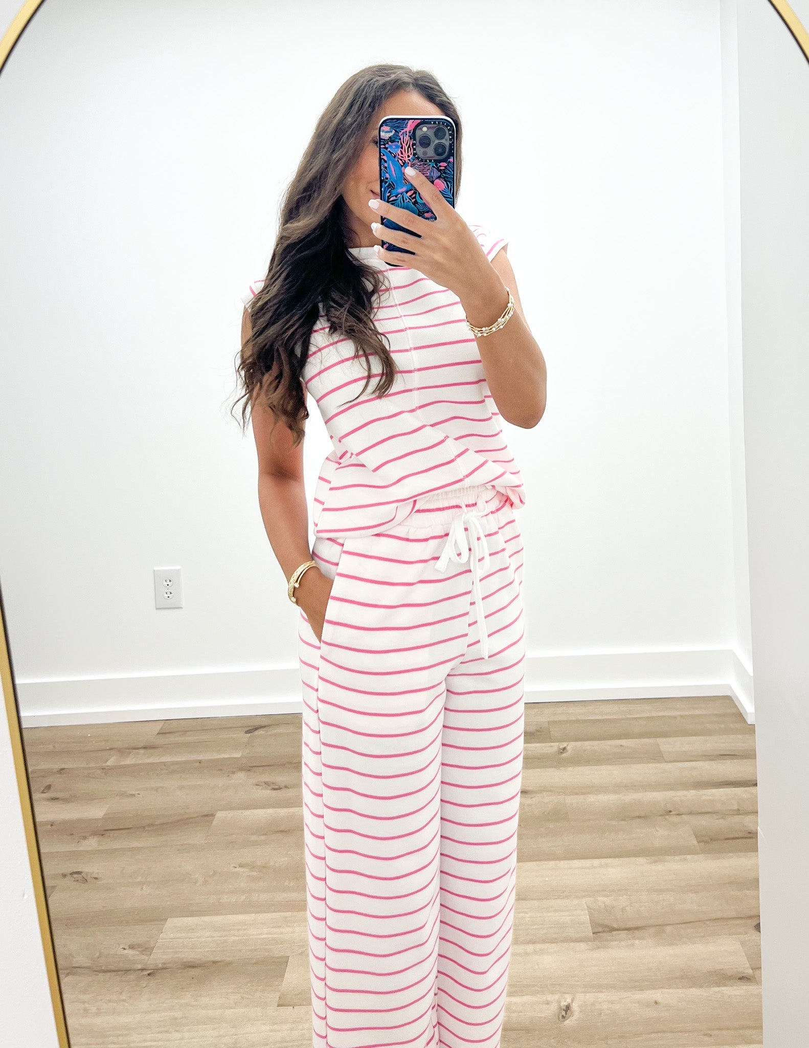 Ephirix™ Striped Top and Pants Set in Rose