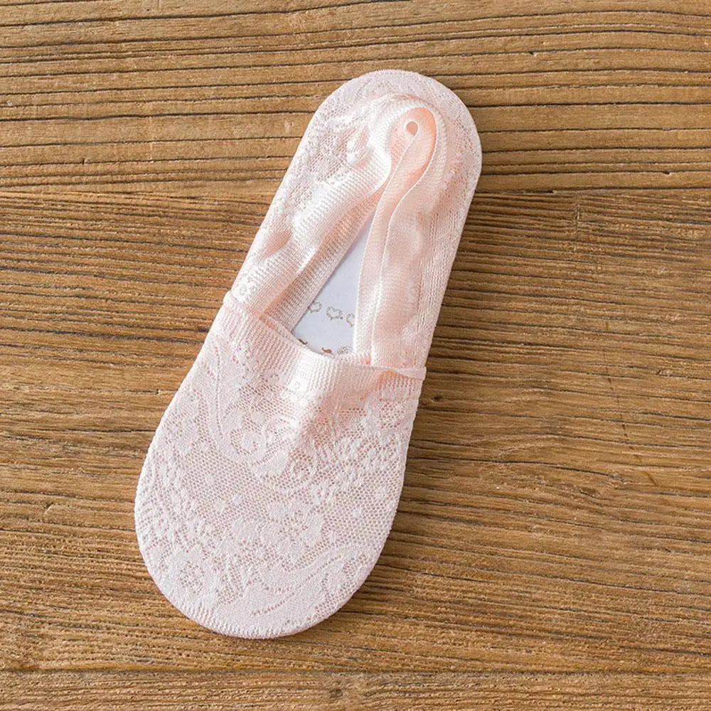 Ephirix™ Fashion No-Show Socks – Lace Edge & Non-Slip Comfort!