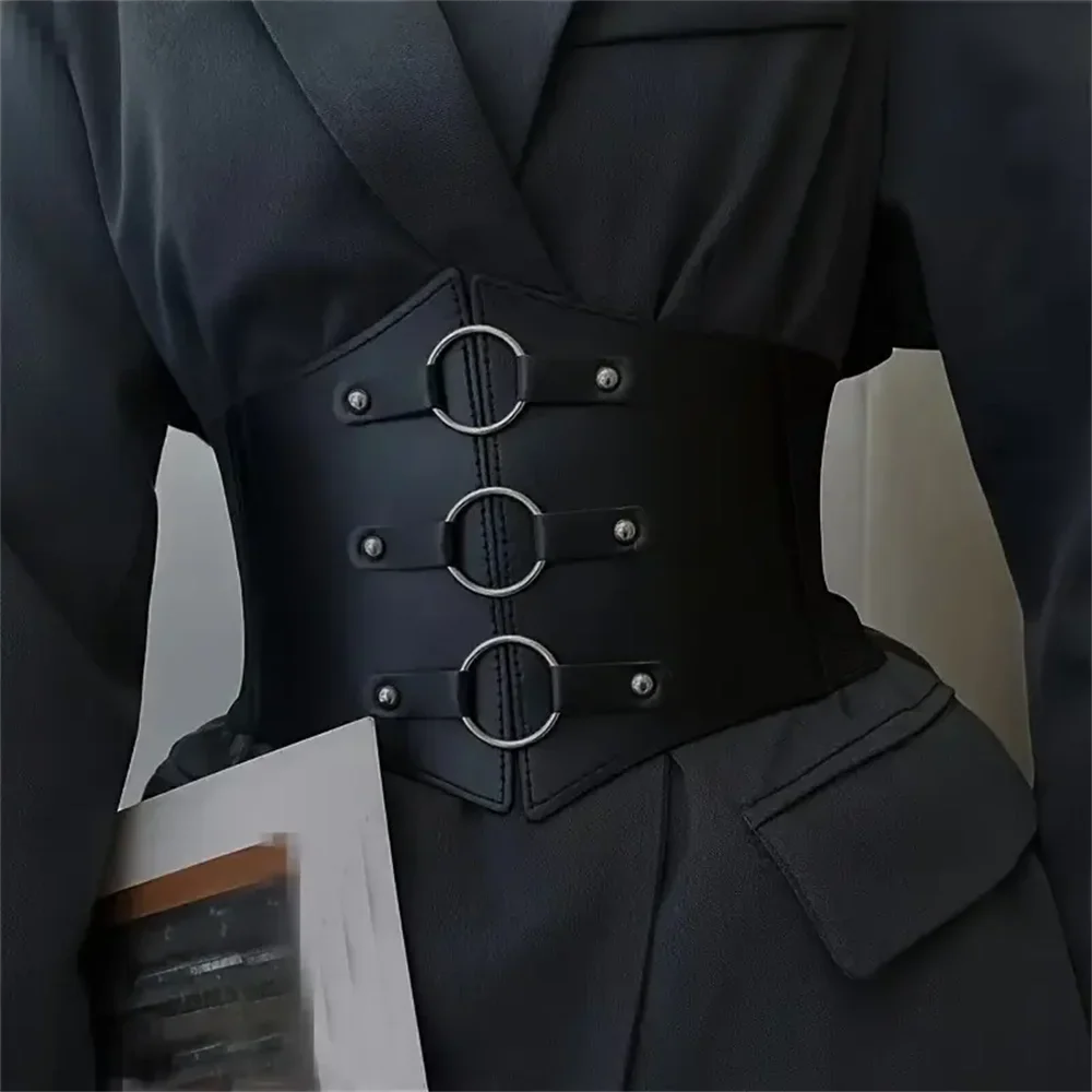 Obsidian Ring Buckle Corset Goth Belt™