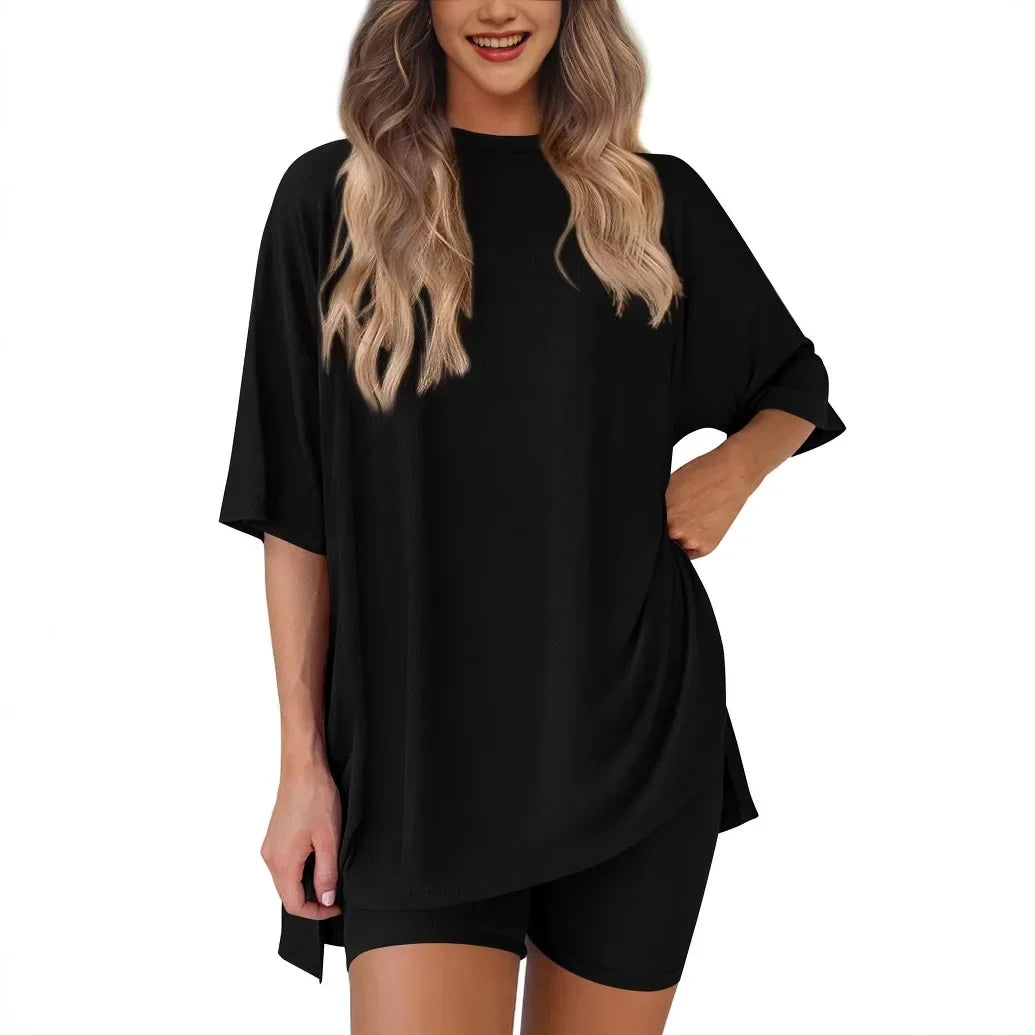 Ephirix™ Breezy Lounge Duo – Oversized Shirt & Shorts Set for Ultimate Comfort!