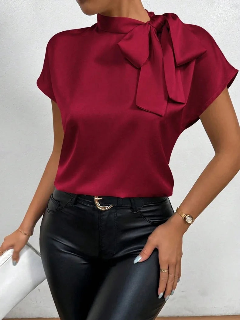 Ephirix™ Satin Bow Tie Neck Blouse