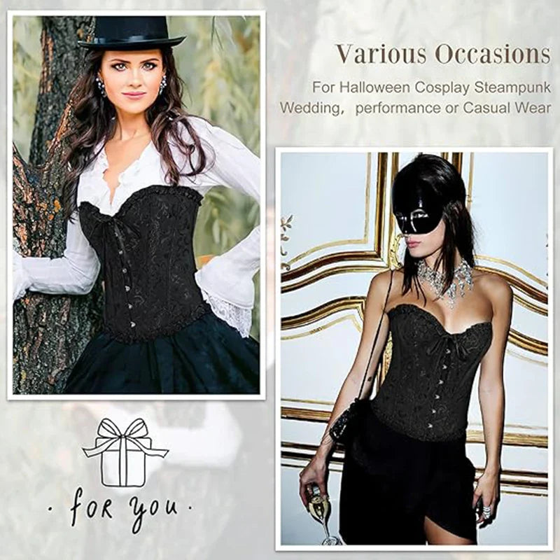Ephirix™ Women Lace-Up Sexy Floral Boned Corset Overbust Bustier Body Shaper Lingerie Top