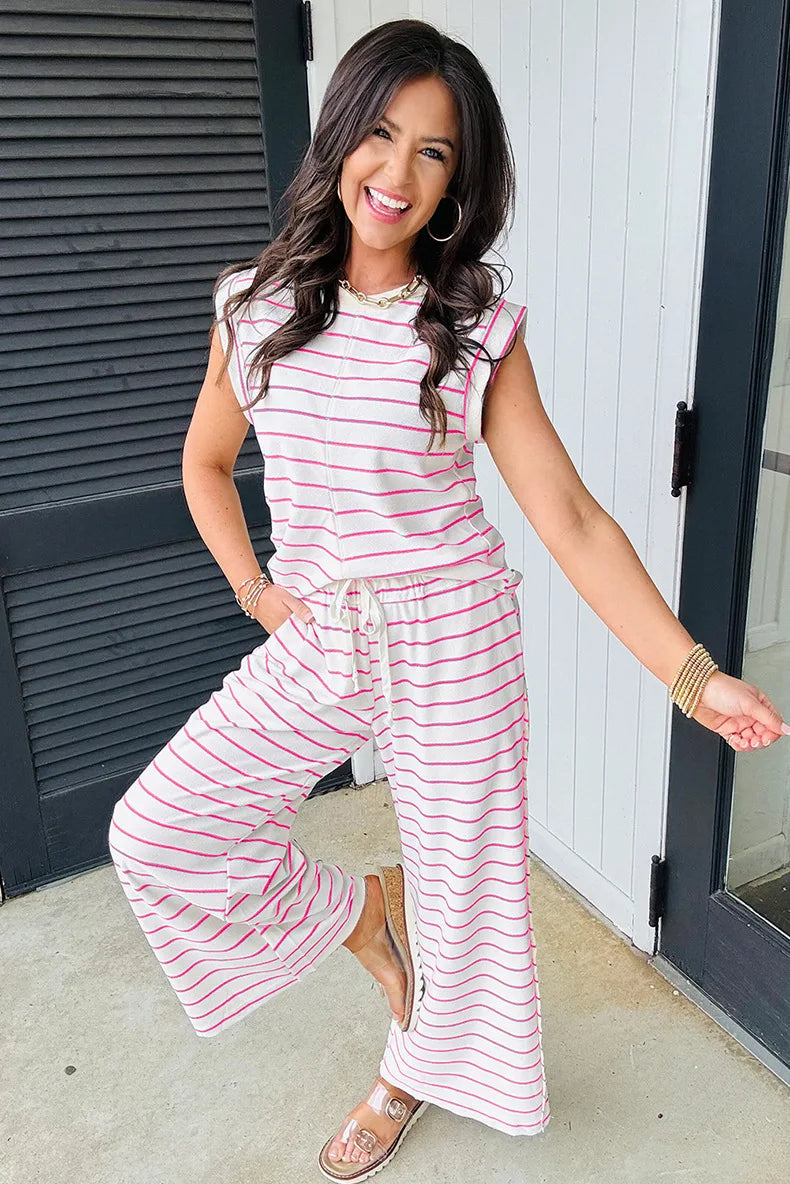 Ephirix™ Striped Top and Pants Set in Rose