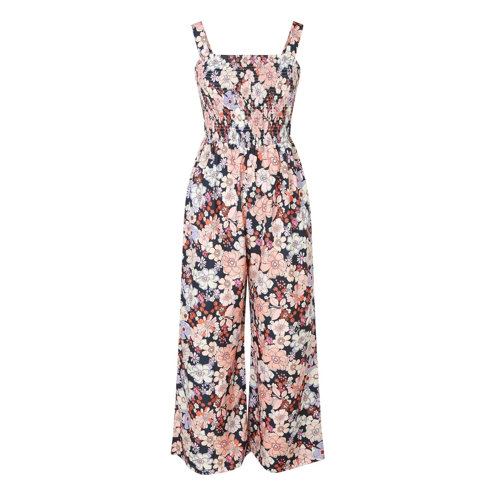 Bloom & Move™ - Floral Sleeveless Jumpsuit with Pockets