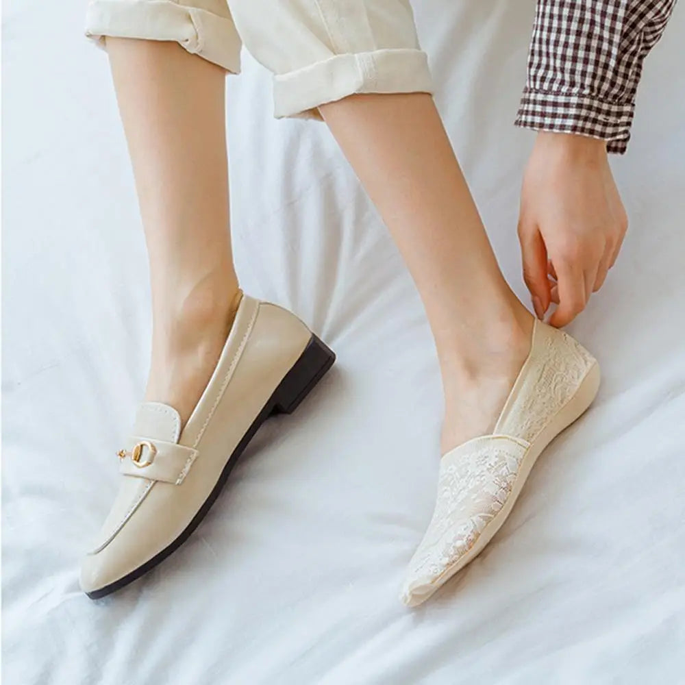 Ephirix™ Fashion No-Show Socks – Lace Edge & Non-Slip Comfort!