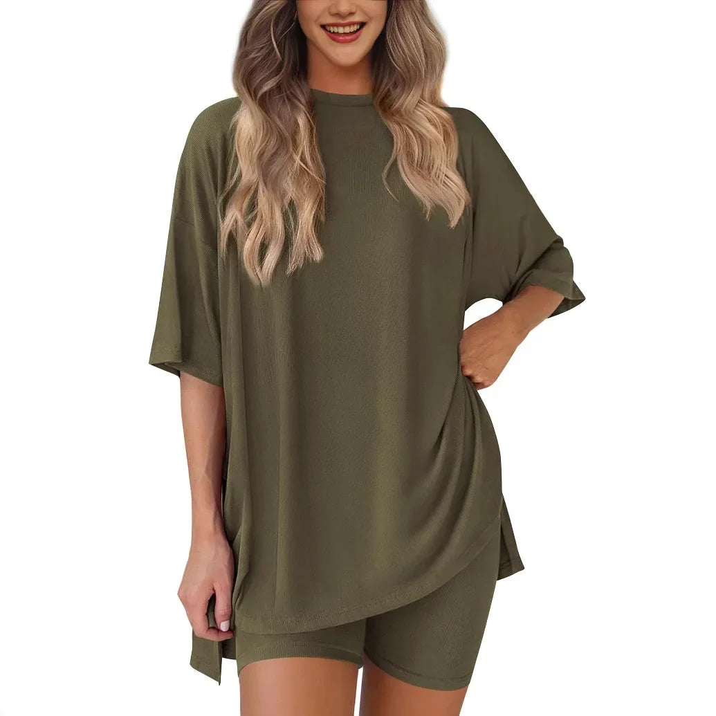 Ephirix™ Breezy Lounge Duo – Oversized Shirt & Shorts Set for Ultimate Comfort!