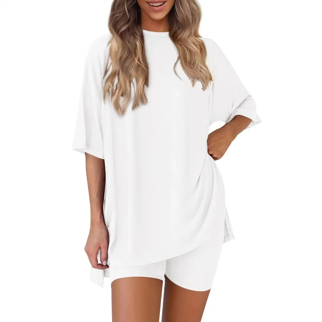Ephirix™ Breezy Lounge Duo – Oversized Shirt & Shorts Set for Ultimate Comfort!