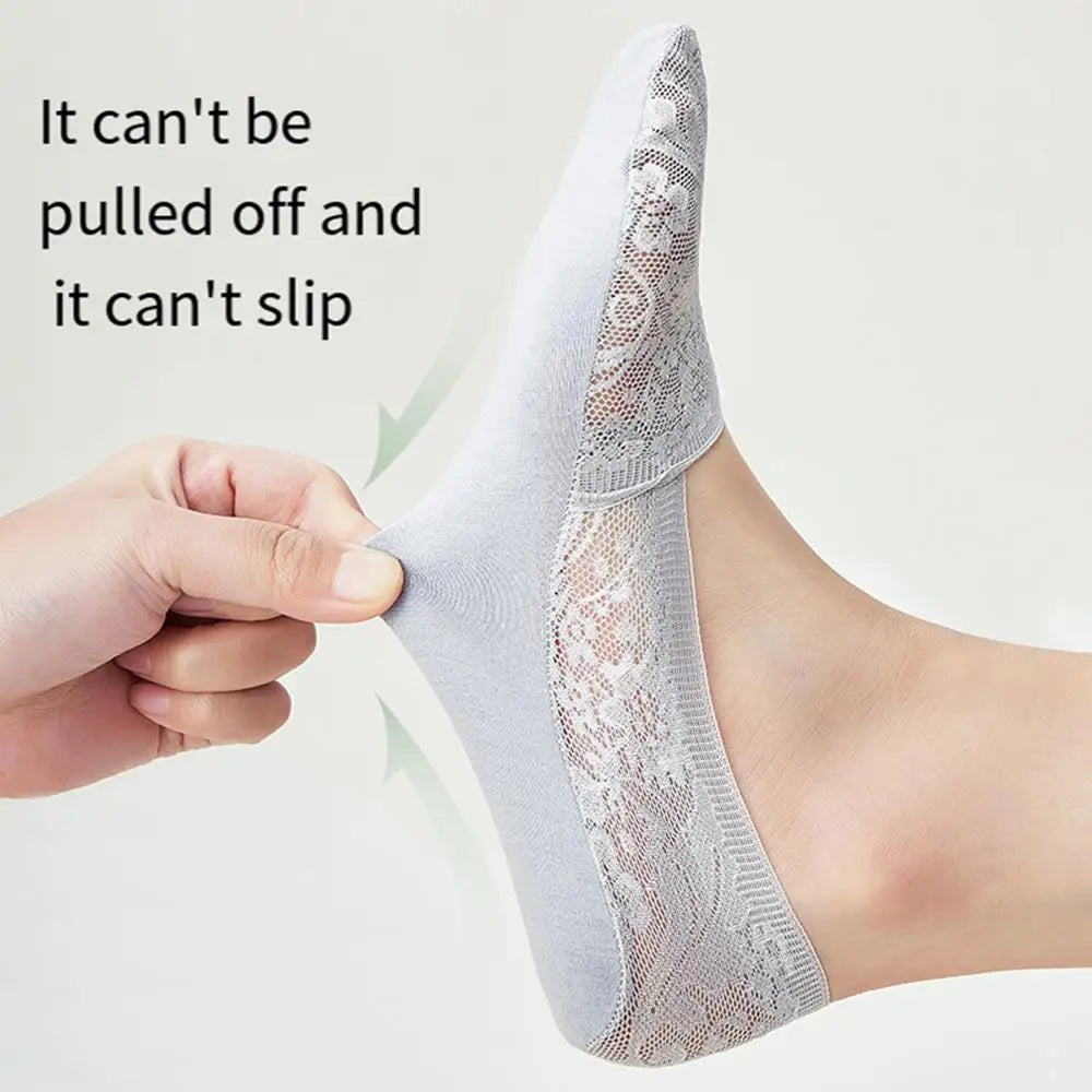 Ephirix™ Fashion No-Show Socks – Lace Edge & Non-Slip Comfort!