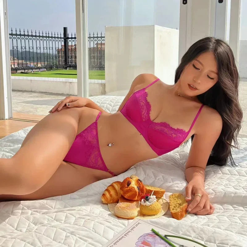 Ephirix™ Elegant Women's Lace Bra & Thong Set - Sexy Underwear Lingerie for Ladies