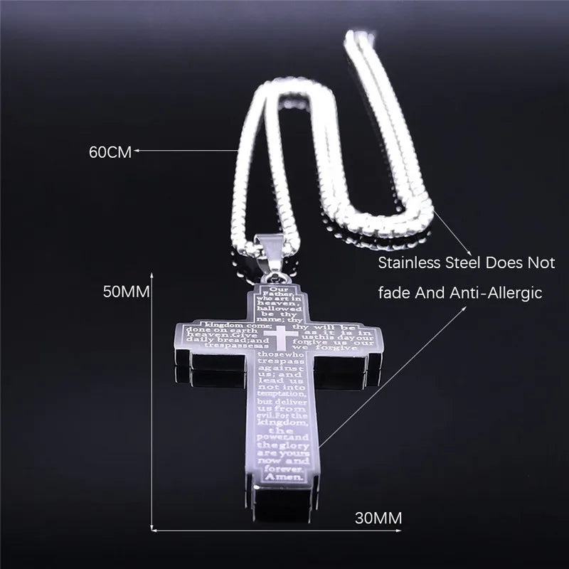 Ephirix™ Lord's Prayer Scribble Cross Necklace