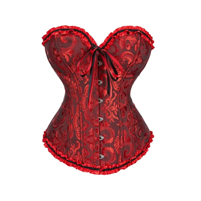 Ephirix™ Women Lace-Up Sexy Floral Boned Corset Overbust Bustier Body Shaper Lingerie Top