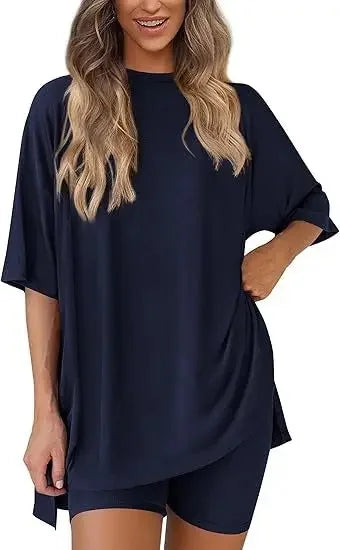 Ephirix™ Breezy Lounge Duo – Oversized Shirt & Shorts Set for Ultimate Comfort!