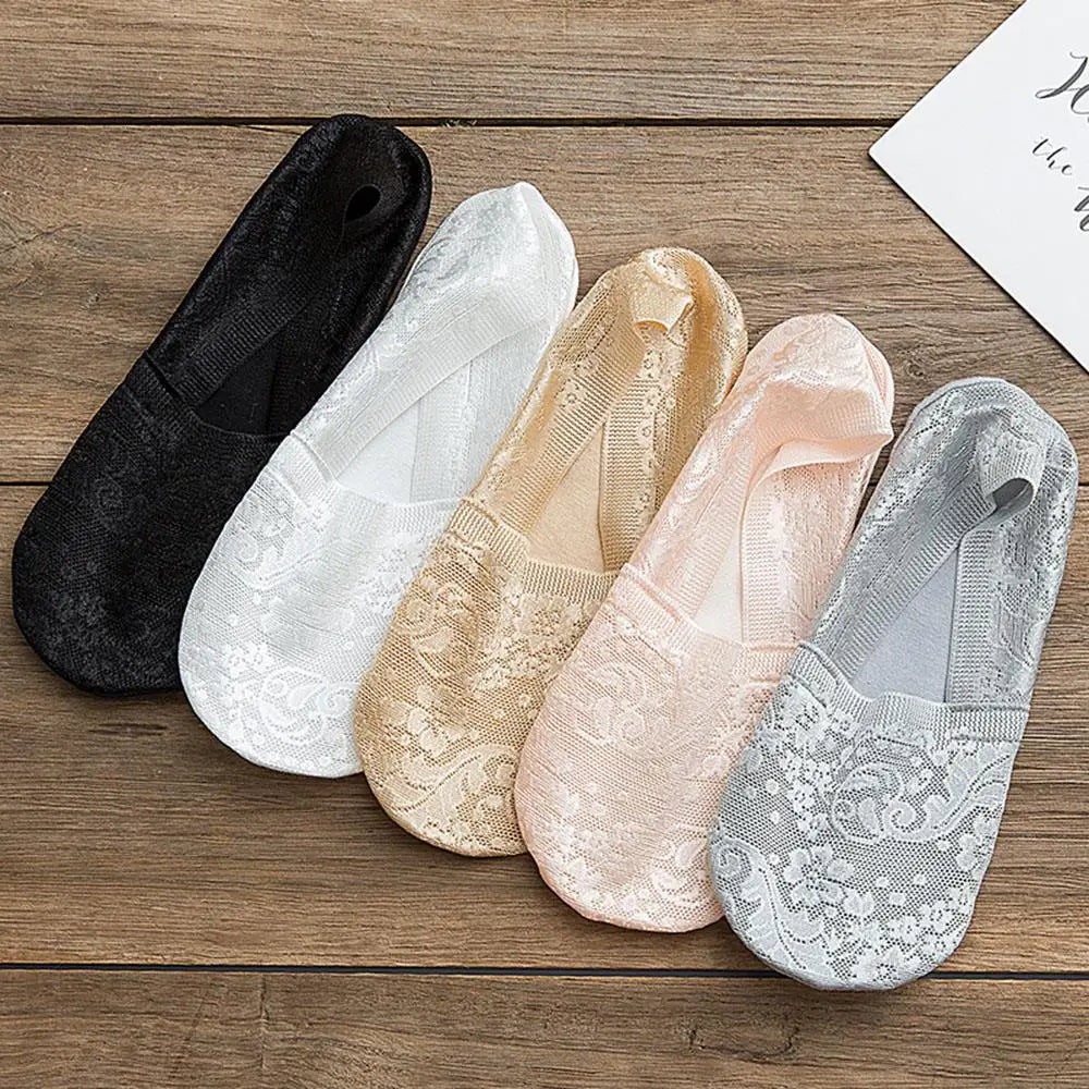 Ephirix™ Fashion No-Show Socks – Lace Edge & Non-Slip Comfort!