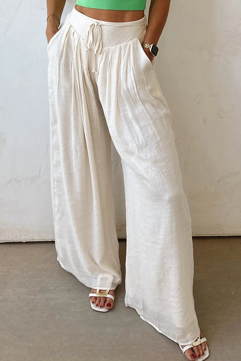 Ephirix™ Flowy Wide Leg Pants with Drawstring Waist