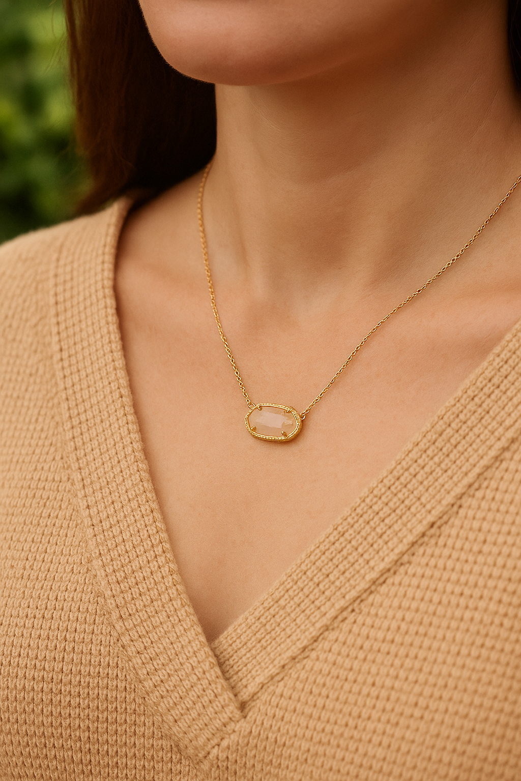 Pendant Necklace™ - 14k Gold-Plated Jewelry with Pink Stone - 18 Inches