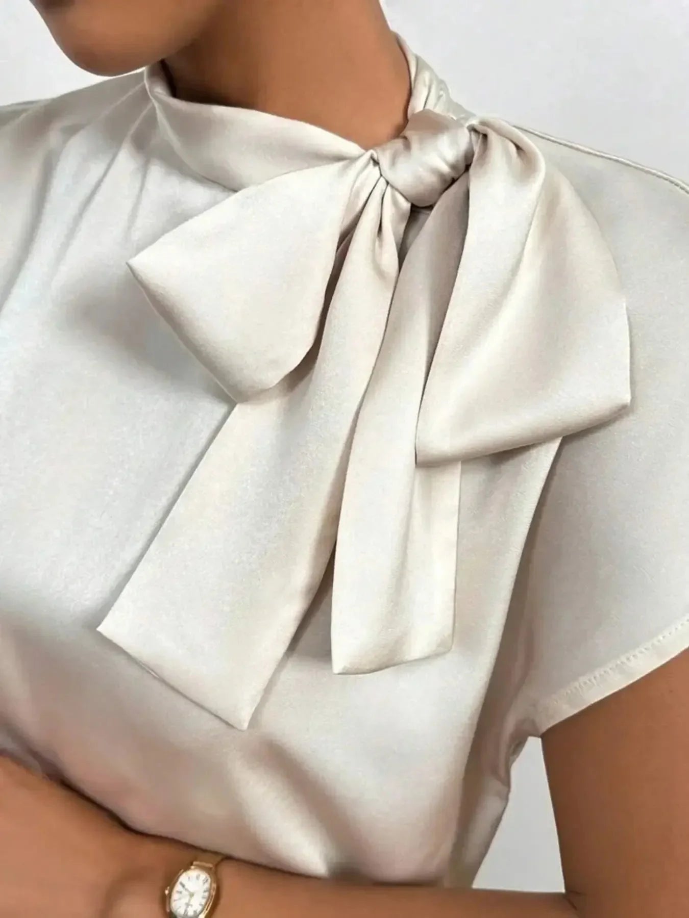 Ephirix™ Satin Bow Tie Neck Blouse