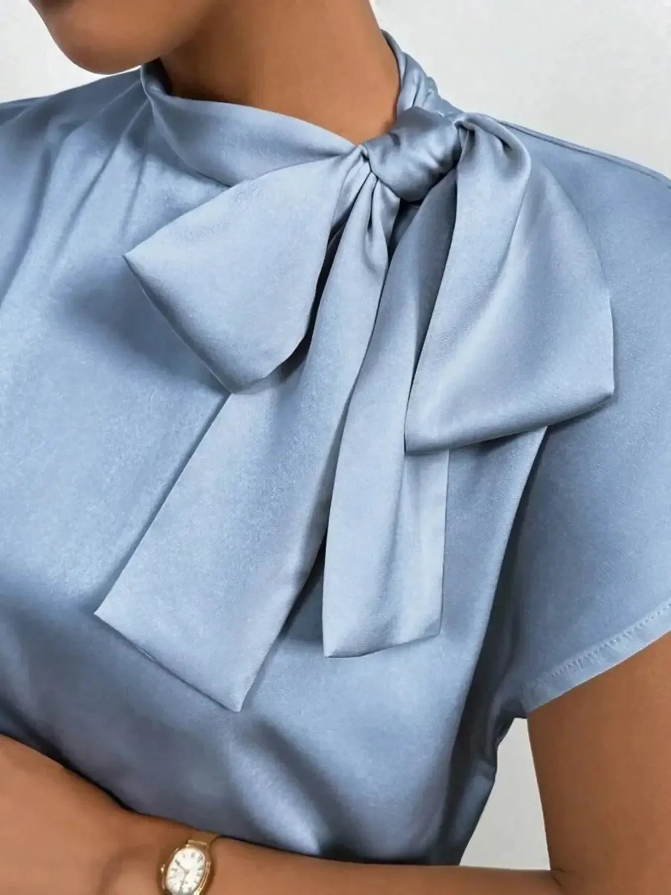 Ephirix™ Satin Bow Tie Neck Blouse