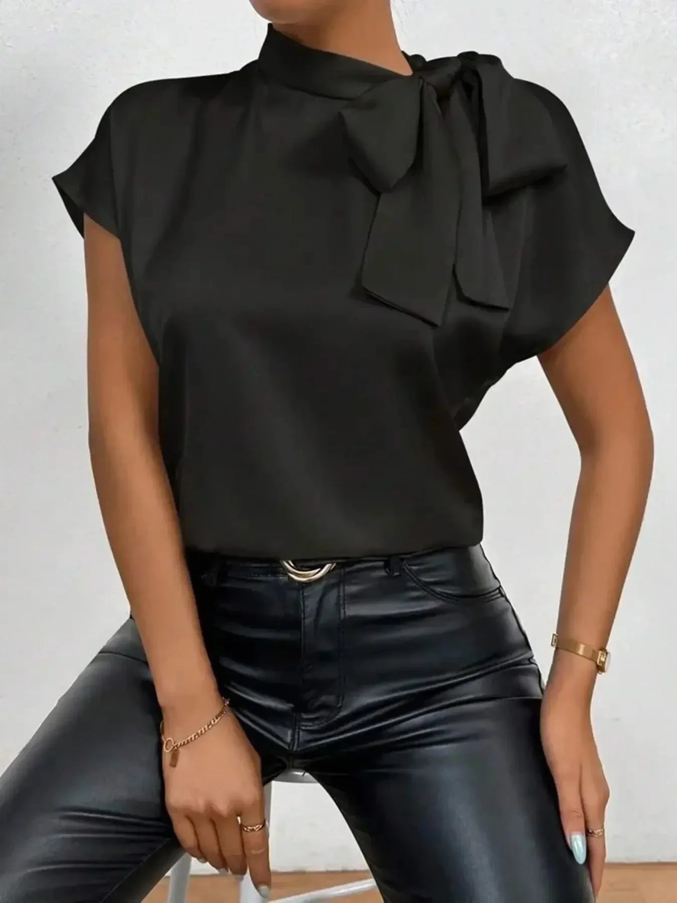 Ephirix™ Satin Bow Tie Neck Blouse