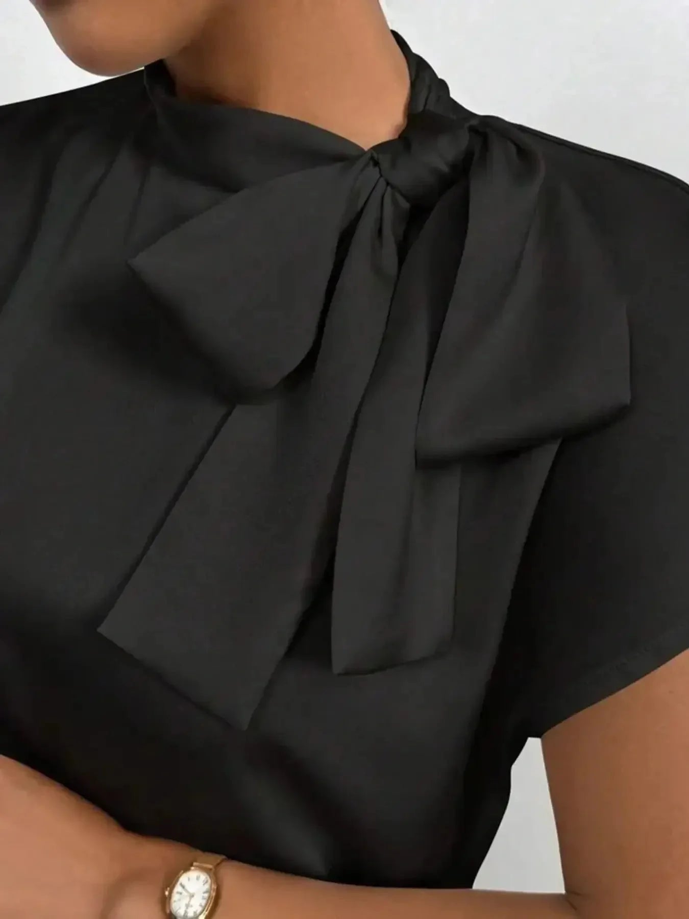 Ephirix™ Satin Bow Tie Neck Blouse