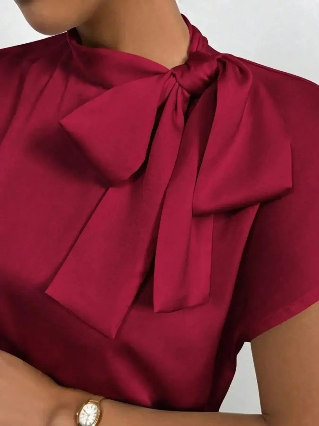 Ephirix™ Satin Bow Tie Neck Blouse